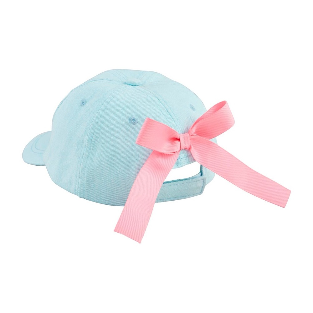 Mud Pie Light Blue Hat with Multicolor Flower Embroidery Bow Back - Picture 2 of 3